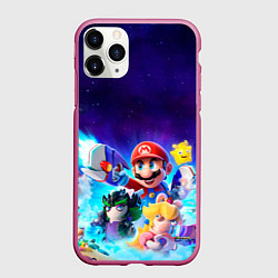 Чехол iPhone 11 Pro матовый Mario Rabbids, цвет: 3D-малиновый