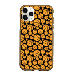 Чехол iPhone 11 Pro матовый Баскетбольные Мячи, цвет: 3D-коричневый