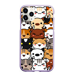 Чехол iPhone 11 Pro матовый Коты и котики, цвет: 3D-светло-сиреневый