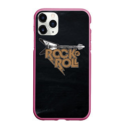 Чехол iPhone 11 Pro матовый Rock n Roll Гитара, цвет: 3D-малиновый