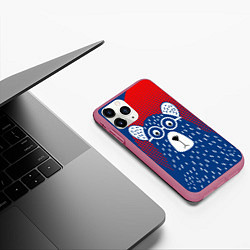 Чехол iPhone 11 Pro матовый Медведь, цвет: 3D-малиновый — фото 2