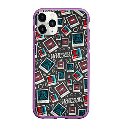 Чехол iPhone 11 Pro матовый Maneskin Pattern, цвет: 3D-фиолетовый