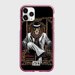 Чехол iPhone 11 Pro матовый BOSS Лев, цвет: 3D-малиновый