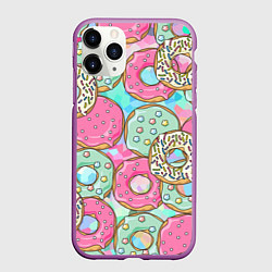 Чехол iPhone 11 Pro матовый РазНоцветные Пончики, цвет: 3D-фиолетовый