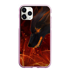 Чехол iPhone 11 Pro матовый ОГНЕНЫЙ ВОЛК, 3d, цвет: 3D-розовый