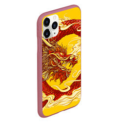 Чехол iPhone 11 Pro матовый Китайский Дракон, China Dragon, цвет: 3D-малиновый — фото 2