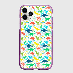 Чехол iPhone 11 Pro матовый DINOSAUR, цвет: 3D-фиолетовый