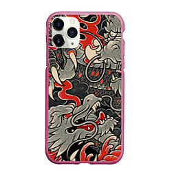 Чехол iPhone 11 Pro матовый Китайский Дракон, China Dragon, цвет: 3D-малиновый