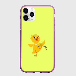 Чехол iPhone 11 Pro матовый Яркий цыпленок, цвет: 3D-фиолетовый