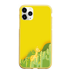 Чехол iPhone 11 Pro матовый Милый жираф в кактусах