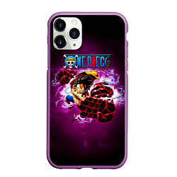 Чехол iPhone 11 Pro матовый Атака резинового Луффи One Piece, цвет: 3D-фиолетовый