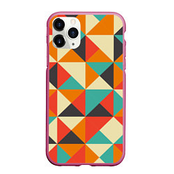 Чехол iPhone 11 Pro матовый Треугольники, цвет: 3D-малиновый