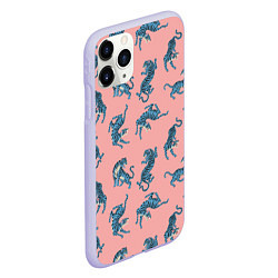 Чехол iPhone 11 Pro матовый Много синих тигров Символ года, цвет: 3D-светло-сиреневый — фото 2
