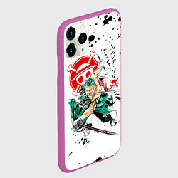 Чехол iPhone 11 Pro матовый Ророноа Зоро пират Соломенной Шляпы, цвет: 3D-фиолетовый — фото 2