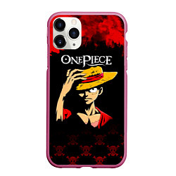 Чехол iPhone 11 Pro матовый Луффи One Piece Большой куш, цвет: 3D-малиновый