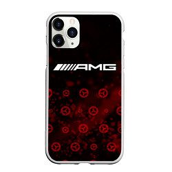 Чехол iPhone 11 Pro матовый Mercedes AMG - Particles Pattern, цвет: 3D-белый