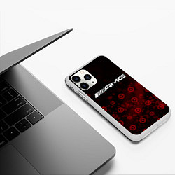 Чехол iPhone 11 Pro матовый Mercedes AMG - Particles Pattern, цвет: 3D-белый — фото 2