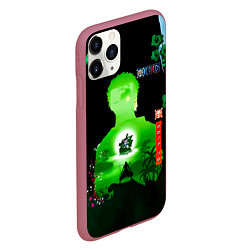 Чехол iPhone 11 Pro матовый Зоро One Piece Большой куш, цвет: 3D-малиновый — фото 2