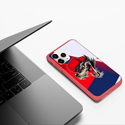 Чехол iPhone 11 Pro матовый Волк в бейсболке, цвет: 3D-красный — фото 2