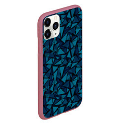Чехол iPhone 11 Pro матовый Синий полигональный паттерн, цвет: 3D-малиновый — фото 2