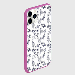 Чехол iPhone 11 Pro матовый Скетч сказочные птицы, цвет: 3D-фиолетовый — фото 2
