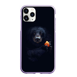Чехол iPhone 11 Pro матовый Медведь, цвет: 3D-светло-сиреневый