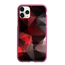 Чехол iPhone 11 Pro матовый Серо-красная абстракция, цвет: 3D-малиновый