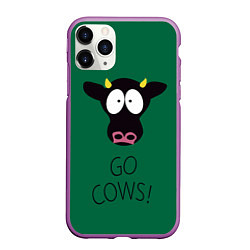 Чехол iPhone 11 Pro матовый Go Cows, цвет: 3D-фиолетовый