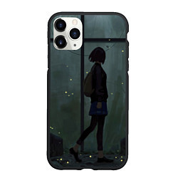 Чехол iPhone 11 Pro матовый Anime Girl, цвет: 3D-черный