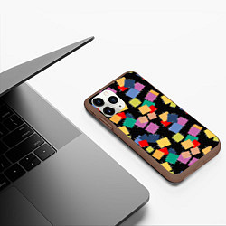 Чехол iPhone 11 Pro матовый Заплатки на черном фоне, цвет: 3D-коричневый — фото 2