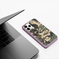 Чехол iPhone 11 Pro матовый Камуфляжный рисунок из черепов, цвет: 3D-сиреневый — фото 2