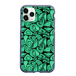 Чехол iPhone 11 Pro матовый Зеленый абстрактный узор, цвет: 3D-серый