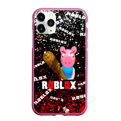 Чехол iPhone 11 Pro матовый Roblox piggyСвинка Пигги, цвет: 3D-малиновый