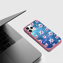 Чехол iPhone 11 Pro матовый Вечер с магнолией, цвет: 3D-малиновый — фото 2