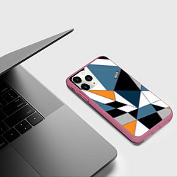 Чехол iPhone 11 Pro матовый Геометрический узор, цвет: 3D-малиновый — фото 2