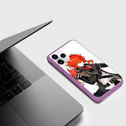 Чехол iPhone 11 Pro матовый Дилюк из Genshin Impact, цвет: 3D-фиолетовый — фото 2