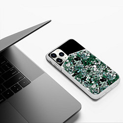 Чехол iPhone 11 Pro матовый Черно-зеленые каракули, цвет: 3D-белый — фото 2