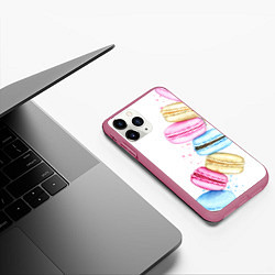 Чехол iPhone 11 Pro матовый Macarons Нежный десерт, цвет: 3D-малиновый — фото 2