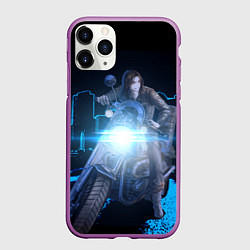 Чехол iPhone 11 Pro матовый Баджи На Байке, цвет: 3D-фиолетовый