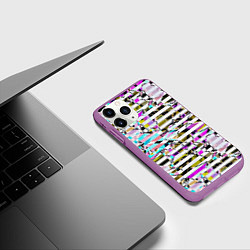 Чехол iPhone 11 Pro матовый Полосатый абстрактный узор, цвет: 3D-фиолетовый — фото 2