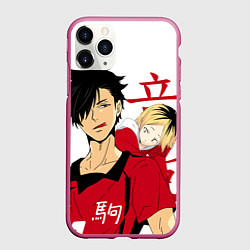 Чехол iPhone 11 Pro матовый Куроо и Кенма, Haikyuu!!, цвет: 3D-малиновый