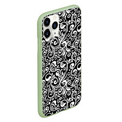 Чехол iPhone 11 Pro матовый Черно-белая роспись, цвет: 3D-салатовый — фото 2
