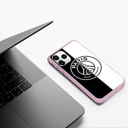 Чехол iPhone 11 Pro матовый ФК ПСЖ PSG BLACK & WHITE, цвет: 3D-розовый — фото 2