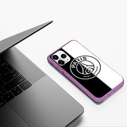 Чехол iPhone 11 Pro матовый ФК ПСЖ PSG BLACK & WHITE, цвет: 3D-фиолетовый — фото 2