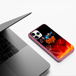 Чехол iPhone 11 Pro матовый Ария в огне, цвет: 3D-малиновый — фото 2