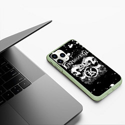 Чехол iPhone 11 Pro матовый Кукрыниксы черепа, цвет: 3D-салатовый — фото 2
