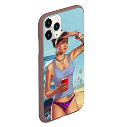 Чехол iPhone 11 Pro матовый Girl with coffee, цвет: 3D-коричневый — фото 2