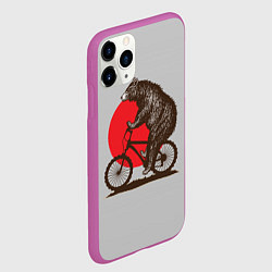 Чехол iPhone 11 Pro матовый Медведь на велосиеде, цвет: 3D-фиолетовый — фото 2