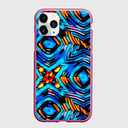 Чехол iPhone 11 Pro матовый Желто-синий абстрактный узор, цвет: 3D-малиновый