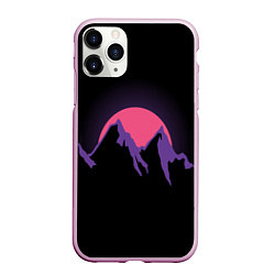 Чехол iPhone 11 Pro матовый Горы на фоне заката, цвет: 3D-розовый